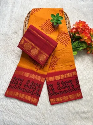 Madurai Sungudi cotton Kolam saree- with Blouse- KRYR - Kolam