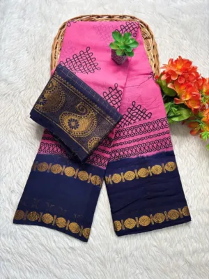 Madurai Sungudi cotton Kolam saree- with Blouse- KRLP - Kolam