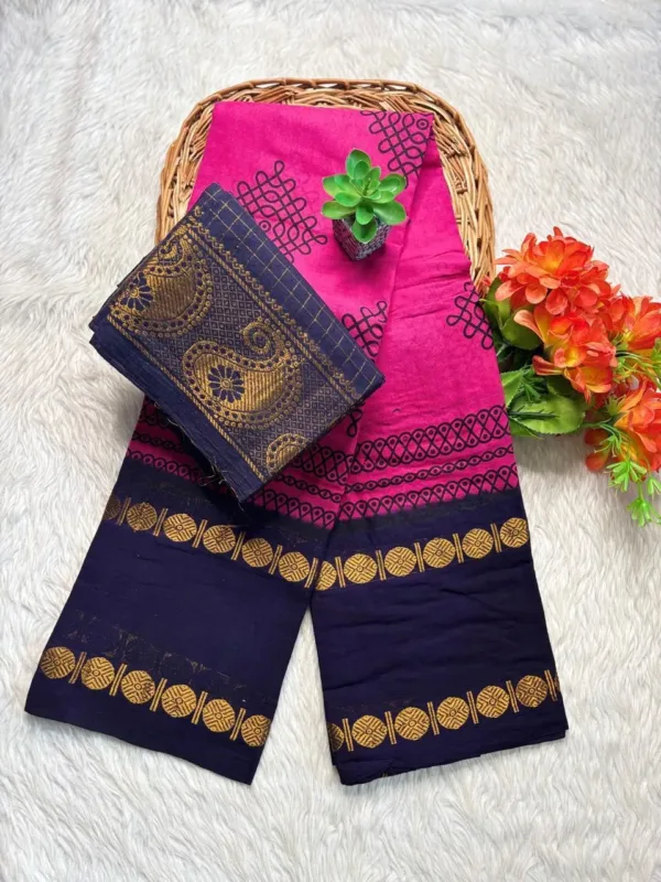 Madurai Sungudi cotton Kolam saree- with Blouse- KRPB - Kolam