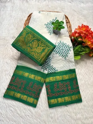 Madurai Sungudi cotton Kolam saree- with Blouse- KRWG - Kolam
