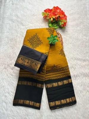 Madurai Sungudi cotton Kolam saree- with Blouse- KRMB - Kolam