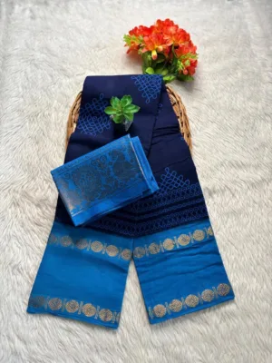 Madurai Sungudi cotton Kolam saree- with Blouse- KRBB - Kolam