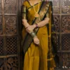 kanchi cotton saree with Running Blouse- Kanchi cotton- mustard Yellow