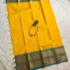 kanchi cotton saree with Running Blouse- Kanchi cotton- Yellow