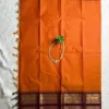 kanchi cotton saree with Running Blouse- Kanchi cotton- yellowish Brick red