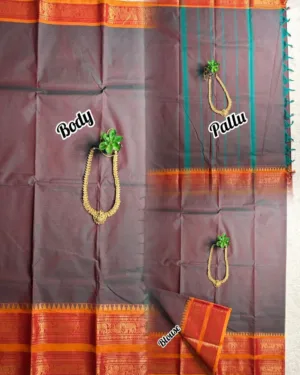 kanchi cotton saree with Running Blouse- Kanchi cotton- Double colour
