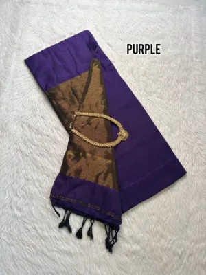Nayanthara Inspired Khadi Cotton Sarees(Purple)