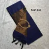 Nayanthara Inspired Khadi Cotton Sarees(navy Blue)