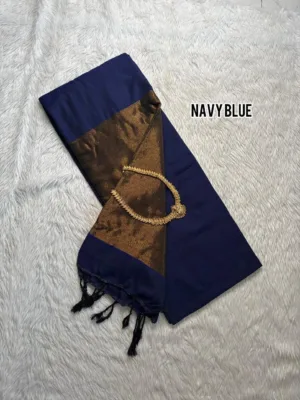 Nayanthara Inspired Khadi Cotton Sarees(navy Blue)