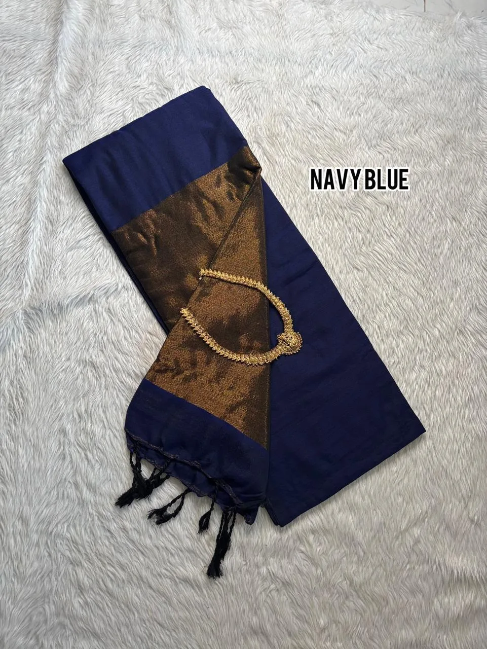 Nayanthara Inspired Khadi Cotton Sarees(navy Blue)