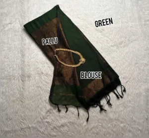 Nayanthara Inspired Khadi Cotton Sarees(bottle Green)