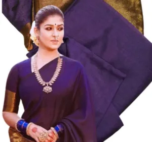 Nayanthara Inspired Khadi Cotton Sarees(Purple)