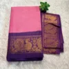 Madurai sungudi cotton Zari Check Contrast - Light pink with lavender - zari check contrast