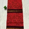 Madurai Sungudi Cotton ktprinted Sarees - Orange with Maroon(Leaf) -ktprint
