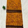 Madurai Sungudi Cotton ktprinted Sarees - Yellow with Maroon -ktprint