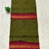 Madurai Sungudi Cotton ktprinted Sarees - Mehanthi green with Red(Tribal) -ktprint