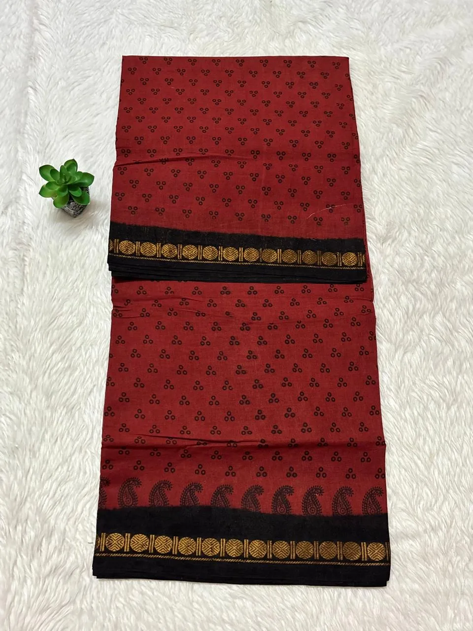 Madurai Sungudi Cotton ktprinted Sarees - Dark red -ktprint