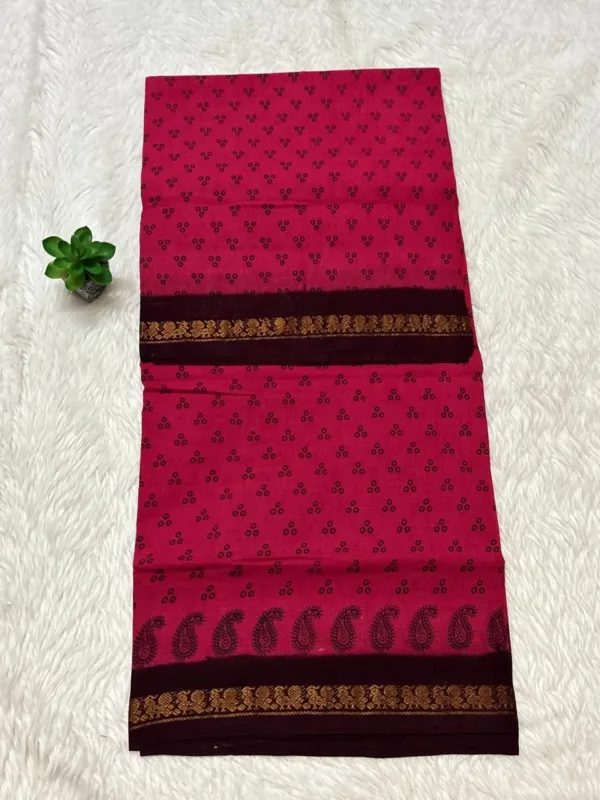 Madurai Sungudi Cotton ktprinted Sarees - Rani pink -ktprint