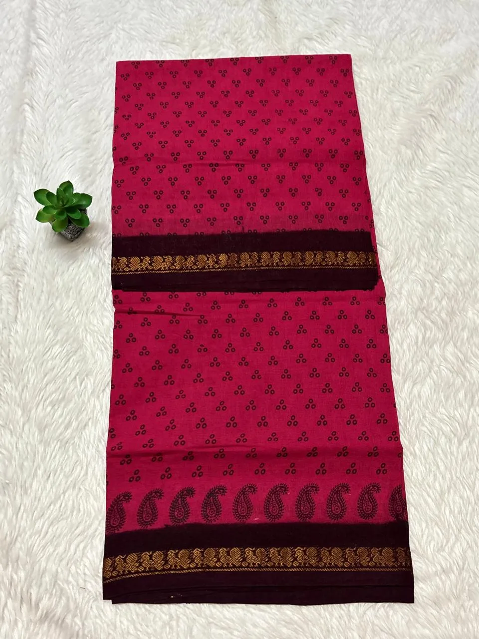 Madurai Sungudi Cotton ktprinted Sarees - Rani pink -ktprint