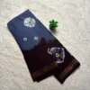 Madurai Sungudi Bandhini Soft cotton Sarees - Ash with Blue -Bandhini
