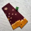 Madurai Sungudi Bandhini Soft cotton Sarees - Maroon with Yellow -Bandhini