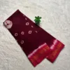 Madurai Sungudi Bandhini Soft cotton Sarees - Maroon with Red -Bandhini