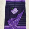 Madurai sungudi cotton Silver zari veludhari retta petta border saree - Blue with Lavender