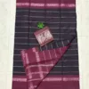 Madurai sungudi cotton Silver zari veludhari retta petta border saree - Black with Maroon