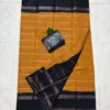 Madurai sungudi cotton Silver zari veludhari retta petta border saree - Mustard yellow with black
