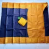 Madurai sungudi cotton Zari Check Contrast - Blue with Mustard yellow - zari check contrast
