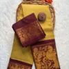 Madurai sungudi cotton mayuri - Mustard yellow with Maroon-sungudi mayuri