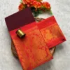 Madurai sungudi cotton mayuri - Maroon with Orange-sungudi mayuri