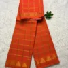 Sungudi Cotton Vanaja Self Checked Saree - Fanta Orange