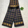 Sungudi Cotton Vanaja Self Checked Saree - Black