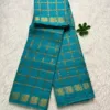 Sungudi Cotton Vanaja Self Checked Saree - Sea blue