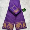 Madurai Sungudi Cotton Self Zari Checked - Lavender - Self Zari Gold