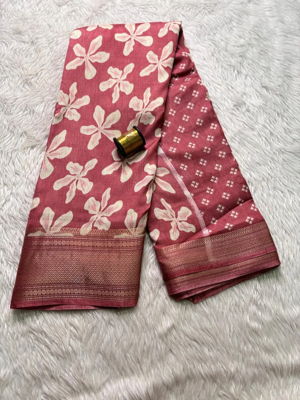 Dola silk saree with running blouse-dola silk-Light onion pink