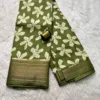 Dola silk saree with running blouse-dola silk-Mehandi green
