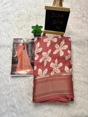 Dola silk saree with running blouse-dola silk-Light onion pink1