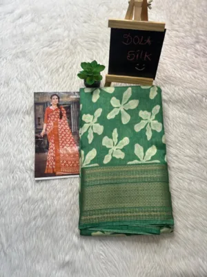 Dola silk saree with running blouse-dola silk-Light green1