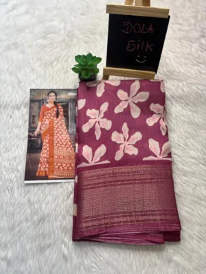 Dola silk saree with running blouse-dola silk-Onion Pink1