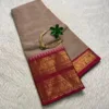 kanchi cotton saree with Running Blouse- Kanchi cotton- Biscuit