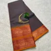 kanchi cotton saree with Running Blouse- Kanchi cotton- Double colour2