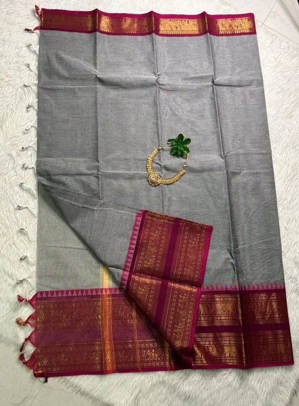 kanchi cotton saree with Running Blouse- Kanchi cotton- Ash1