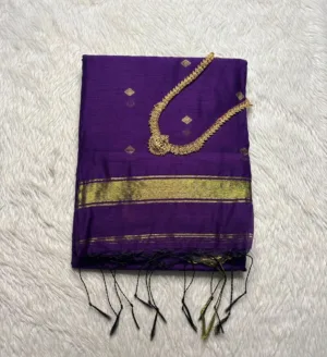Nayanthara Inspired maheswari silk Cotton Sarees-Royal purple-nayanthara silk