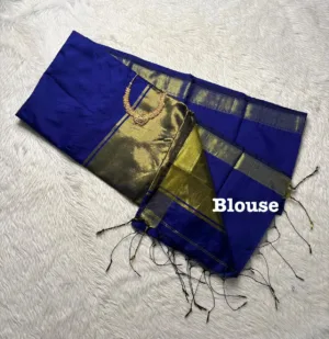 Maheswari silk cotton sarees with running blouse-Ink blue1
