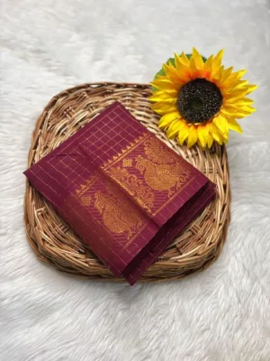 Sungudi Cotton Blouses - zari checked marron colour