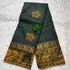 Madurai Sungudi 100 Count Wax print Sarees - Dark green - Wax print