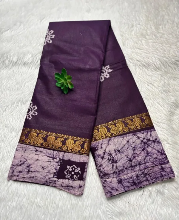 Madurai Sungudi 100 Count Wax print Sarees - Beet Root - Wax print