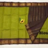 Madurai sungudi Cotton Zari Check Contrast - Mehandi green with Maroon (Running blouse)